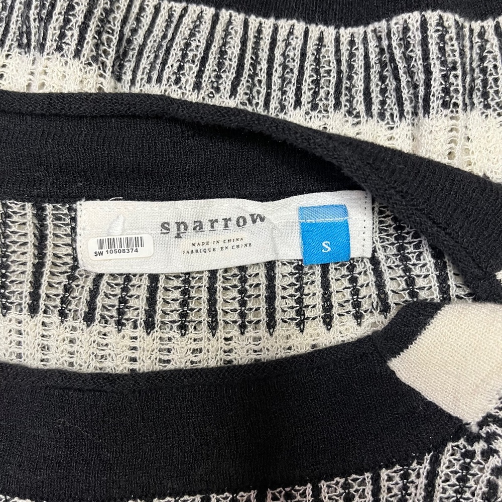 Sparrow Black & Cream Striped Knit Sweater – Size S (Anthropologie)